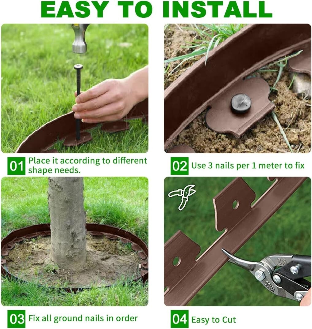 66FT Flexible Brown Garden Edging - Extra Tall 4IN for Stylish Lawn Borders