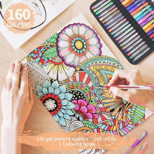Load image into Gallery viewer, Ultimate Adult Coloring Gel Pens: 160 Colors &amp; 4 Sparkling Metallics, Non-Toxic
