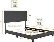 Load image into Gallery viewer, Milan Upholstered Platform Bed Frame - Adjustable Headboard in Black, Full Size