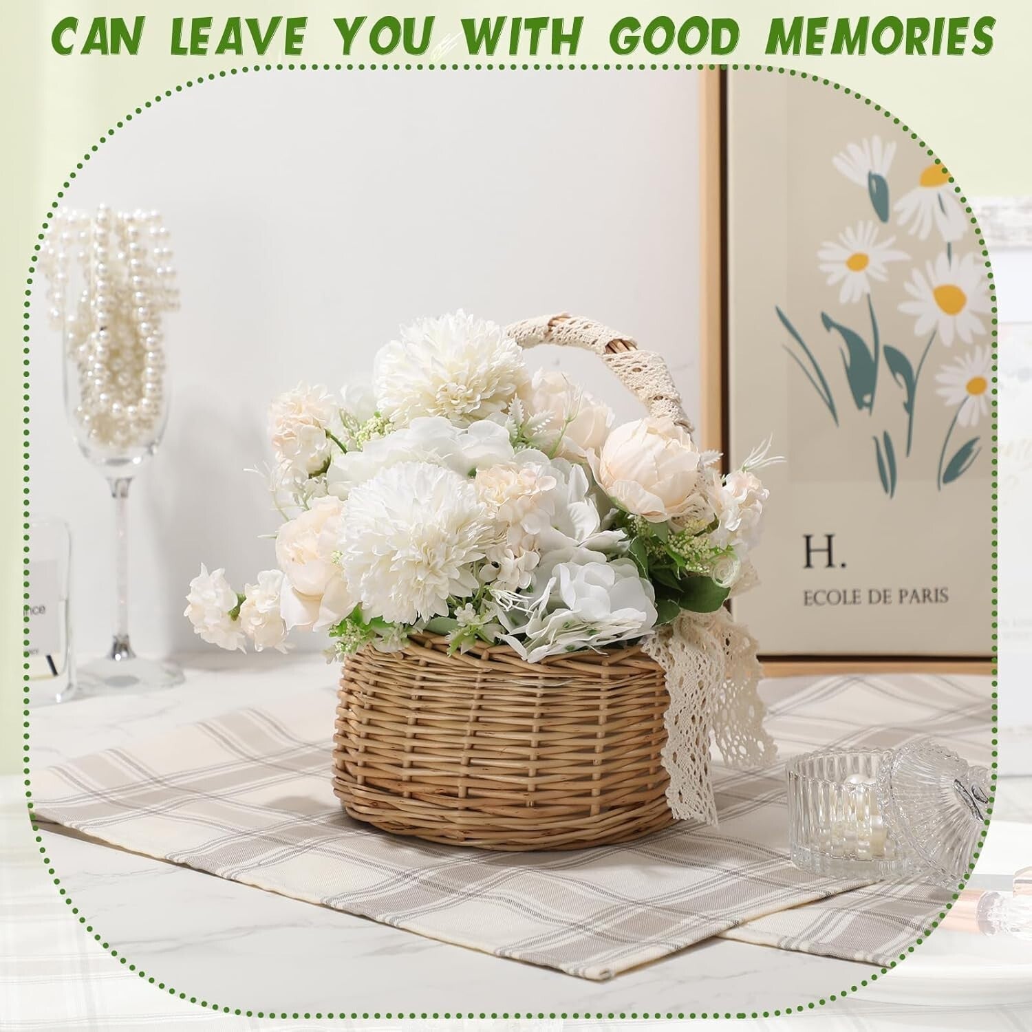 Beautiful 12 Bouquet Silk Peonies - Champagne White Floral Arrangement