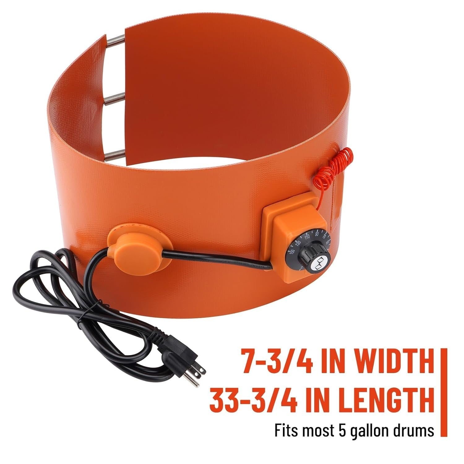 Durable Metal Band Heater for 5-Gallon Drums - 120V with Adjustable Thermostat