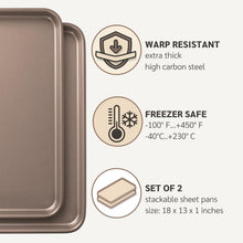 Load image into Gallery viewer, 18-Inch Gold Nonstick Baking Sheet 2-Pack - Extra Thick &amp; Even Heat Distribution