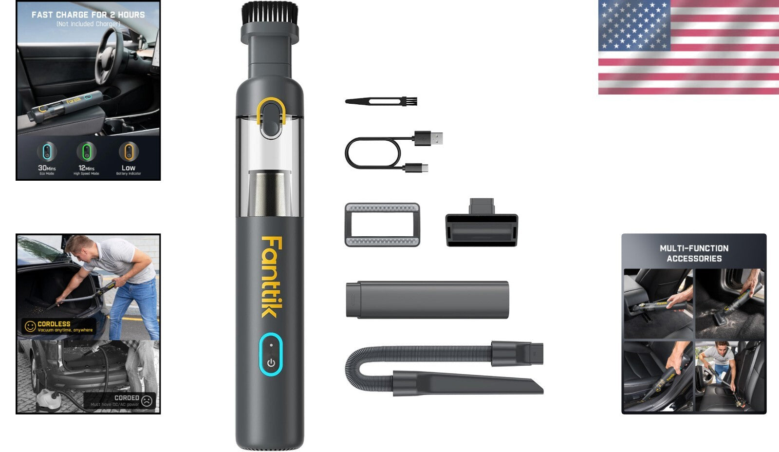 Portable Handheld Mini Vacuum with Flexible Hose - Ideal for Car & Office