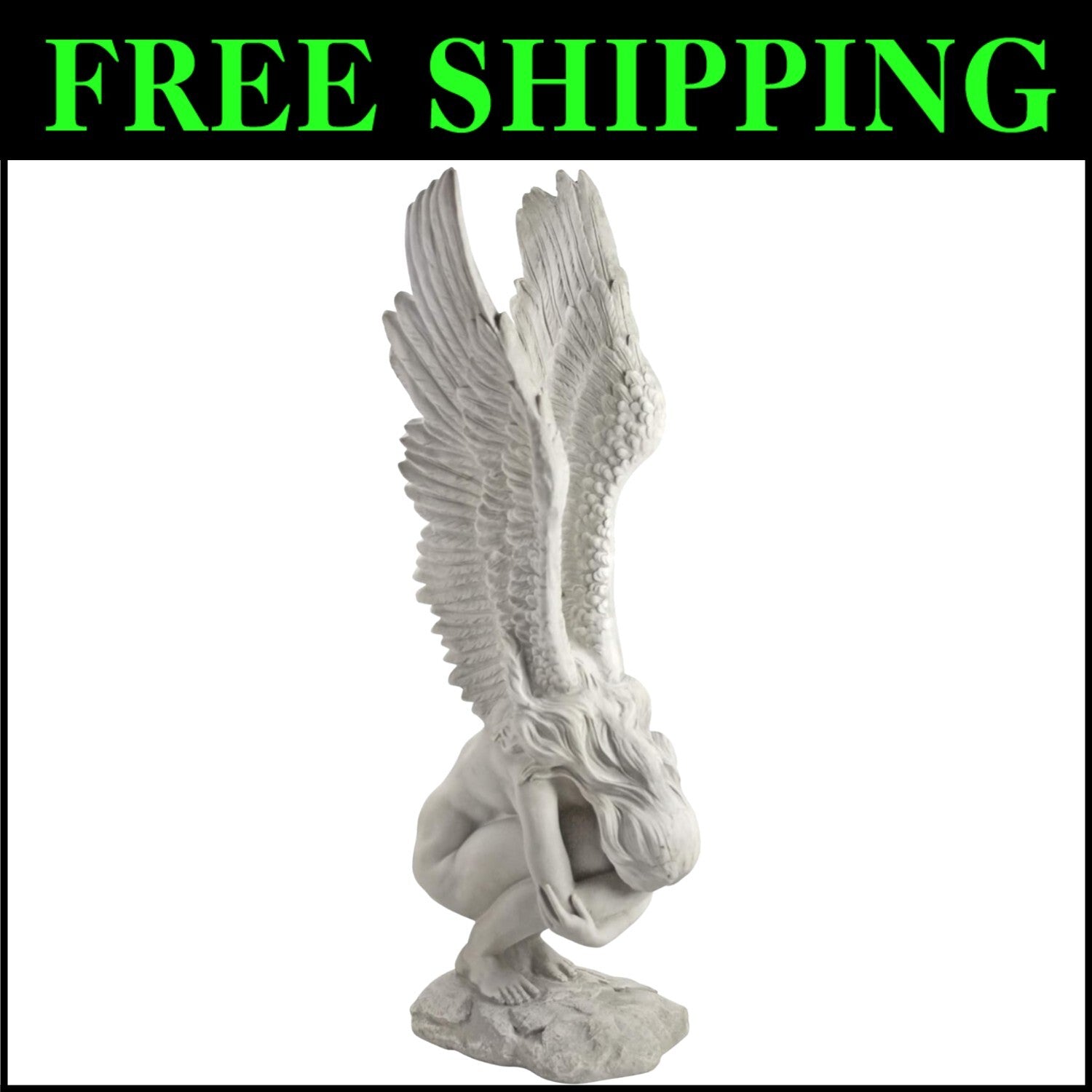 Emotionally Detailed 30-Inch Remembrance Angel Statue for Indoor/Outdoor Use