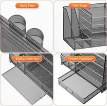 Load image into Gallery viewer, Modern Grey Paper Letter Tray Organizer with Sliding Trays and Drawer for Office