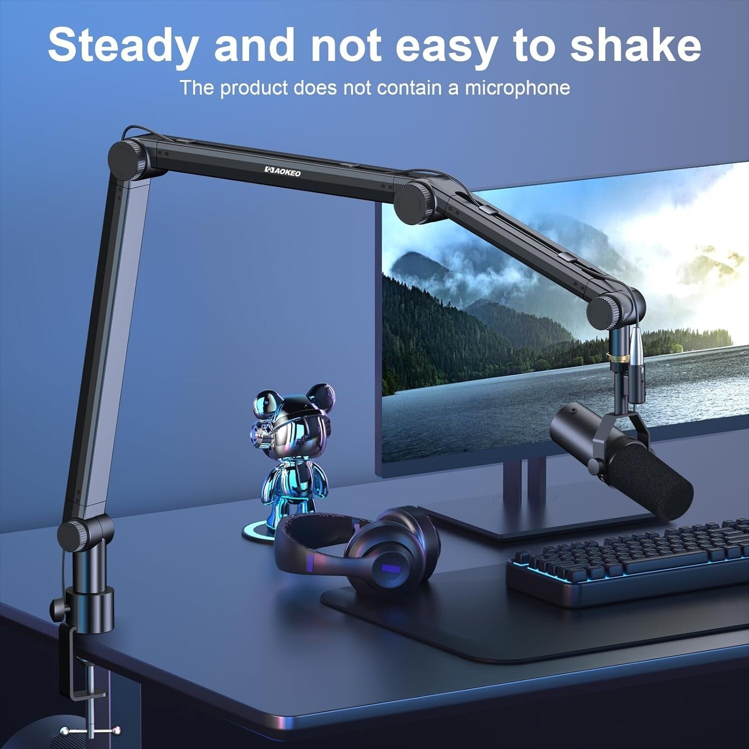 360-Degree Rotatable Mic Suspension Arm for Podcasters - Space Saving Design