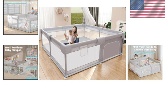 50x50 Inch Eco-Friendly Baby Playpen - Large Safe Play Yard for Indoor & Outdoor