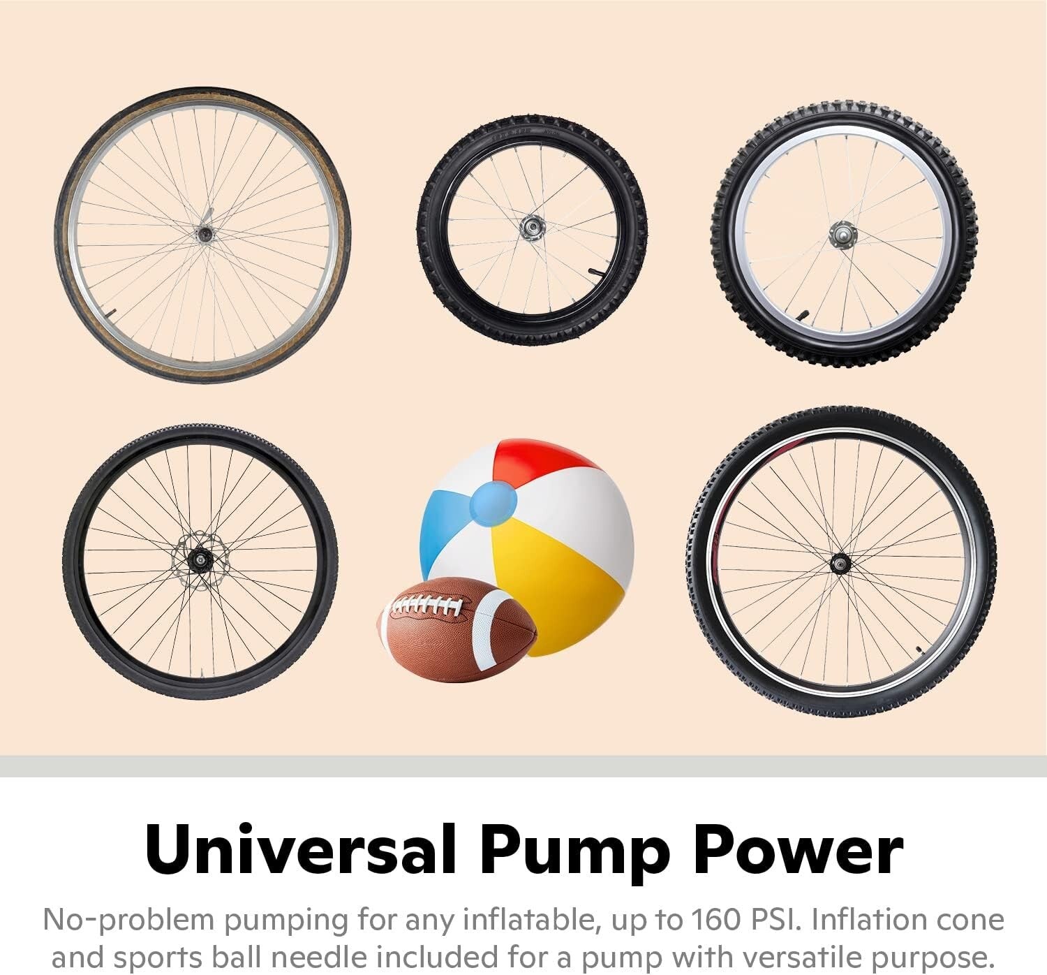 Dual Head Floor Bike Pump - 160 PSI, Portable & Versatile for All Cyclists