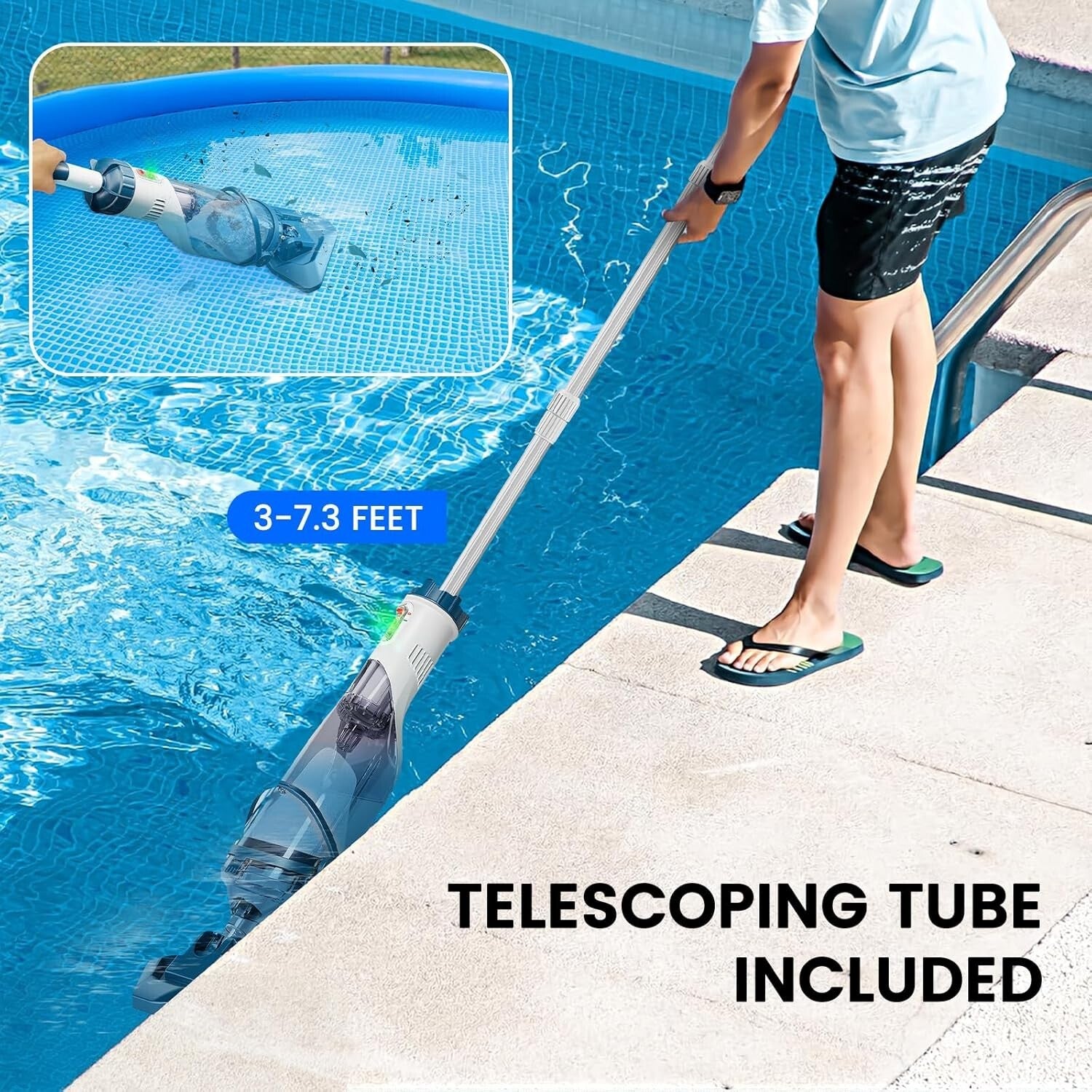 Rechargeable Handheld Pool Cleaner - 60 Min Runtime & Fast Charging for Easy Use