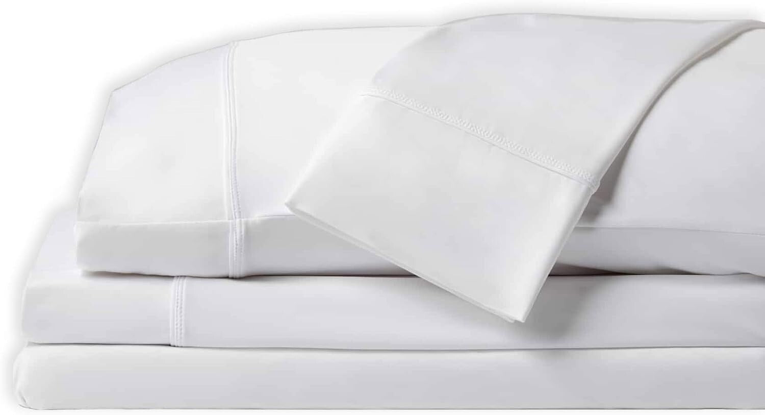 Luxury Split King Cooling Bed Sheets with Deep Pocket & Easy Care - Bright White