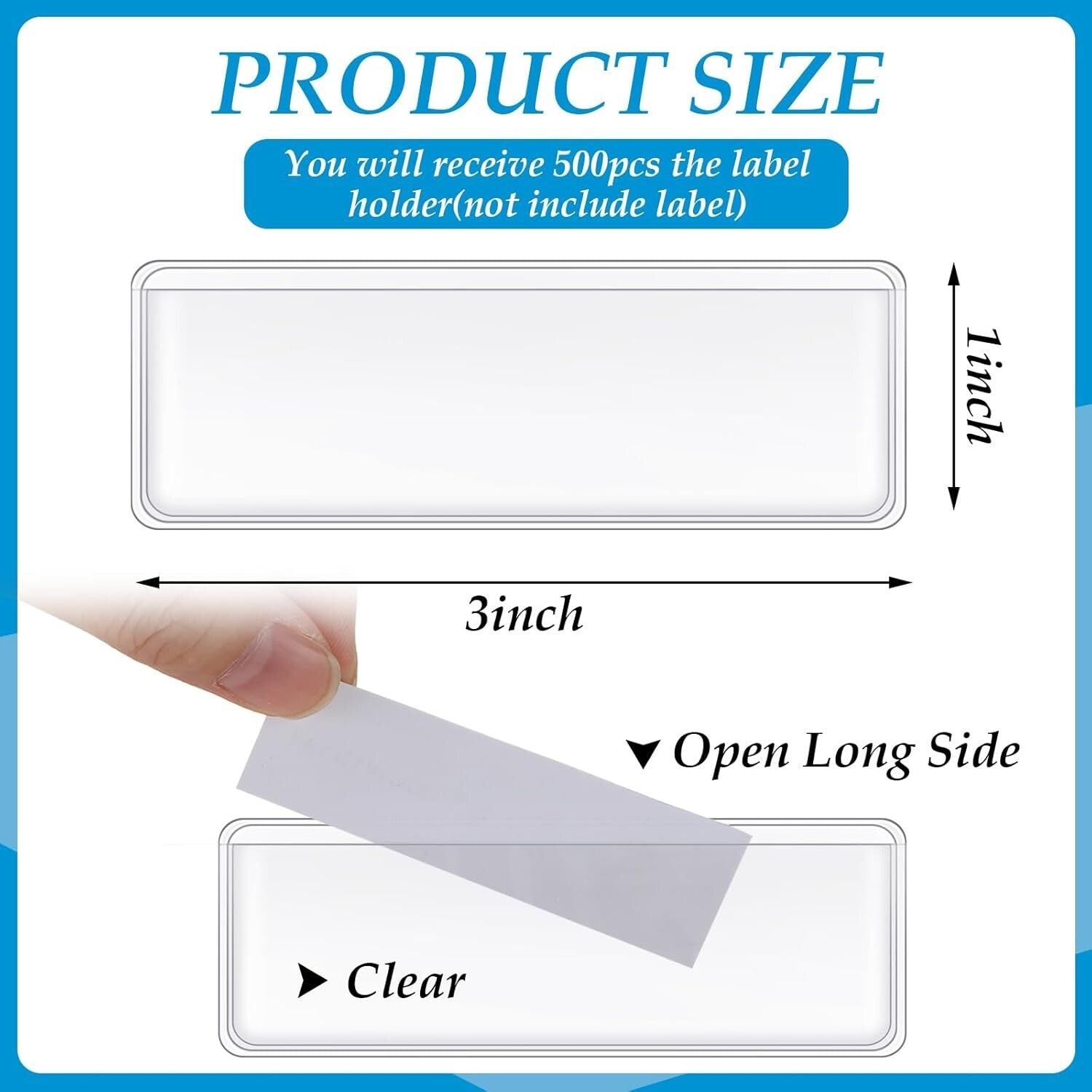 Clear Self-Adhesive Label Holder Pockets - 500 Count for Efficient Organization
