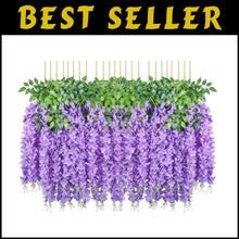 Load image into Gallery viewer, Artificial Wisteria Flower Garland - 24 Vibrant Vines for Indoor &amp; Outdoor Use