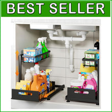 Load image into Gallery viewer, Premium Metal Pull-Out Under Sink Organizers - Height Adjustable, Black Finish