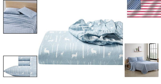Deep Pocket King Sheet Set in Birch Forest - Extra Soft Cotton Flannel