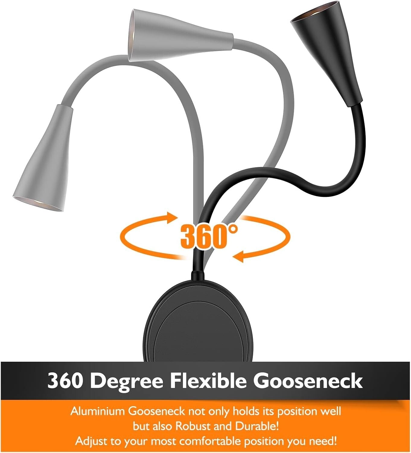 5-Level Dimmable LED Wall Sconce with Flexible Gooseneck & Night Light Feature