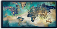 Load image into Gallery viewer, Large 29x58 Framed World Map Canvas Art - Stylish Wall Decor for Living Spaces