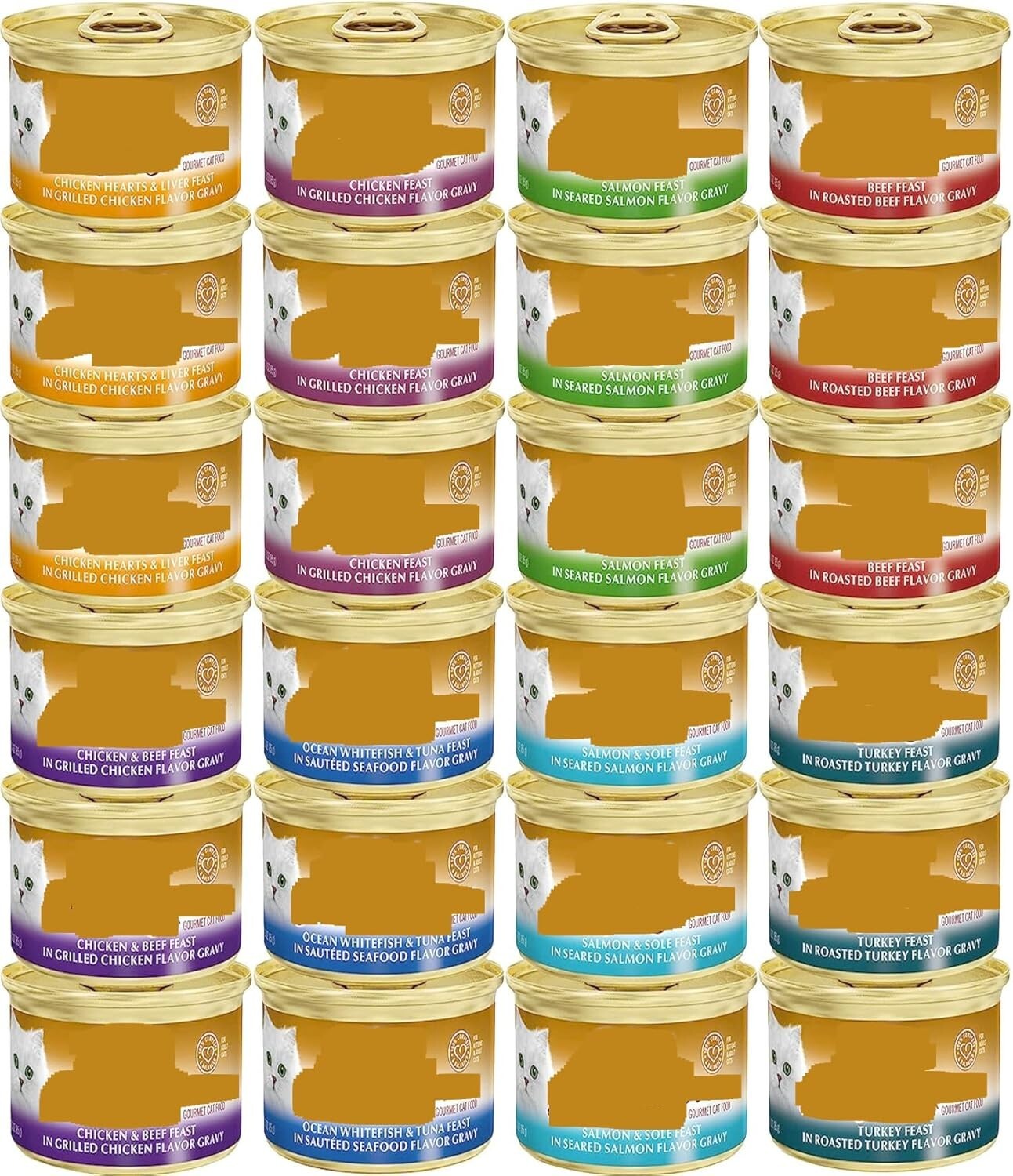 Delicious 24-Can Wet Cat Food Gravy Variety Bundle with Toy - All Life Stages