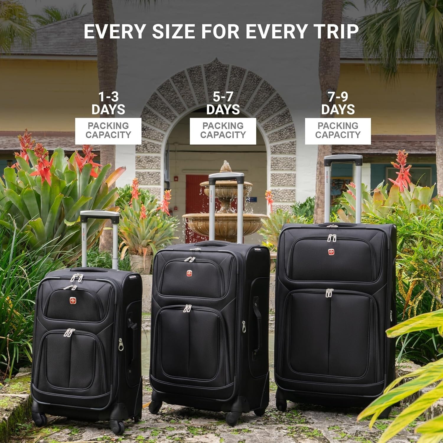 Sion Dark Grey Expandable Luggage Set - 3-Piece (21/25/29) for Effortless Travel