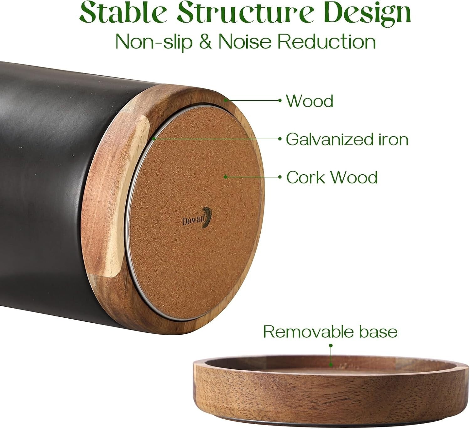 Extra Large Kitchen Utensil Holder - 7.6" Rotating Ceramic Crock in Black