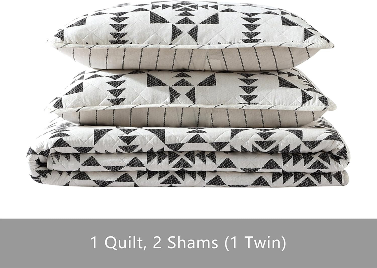 Stylish Arrowhead Charcoal King Quilt with Two Shams - Breathable Cotton Comfort