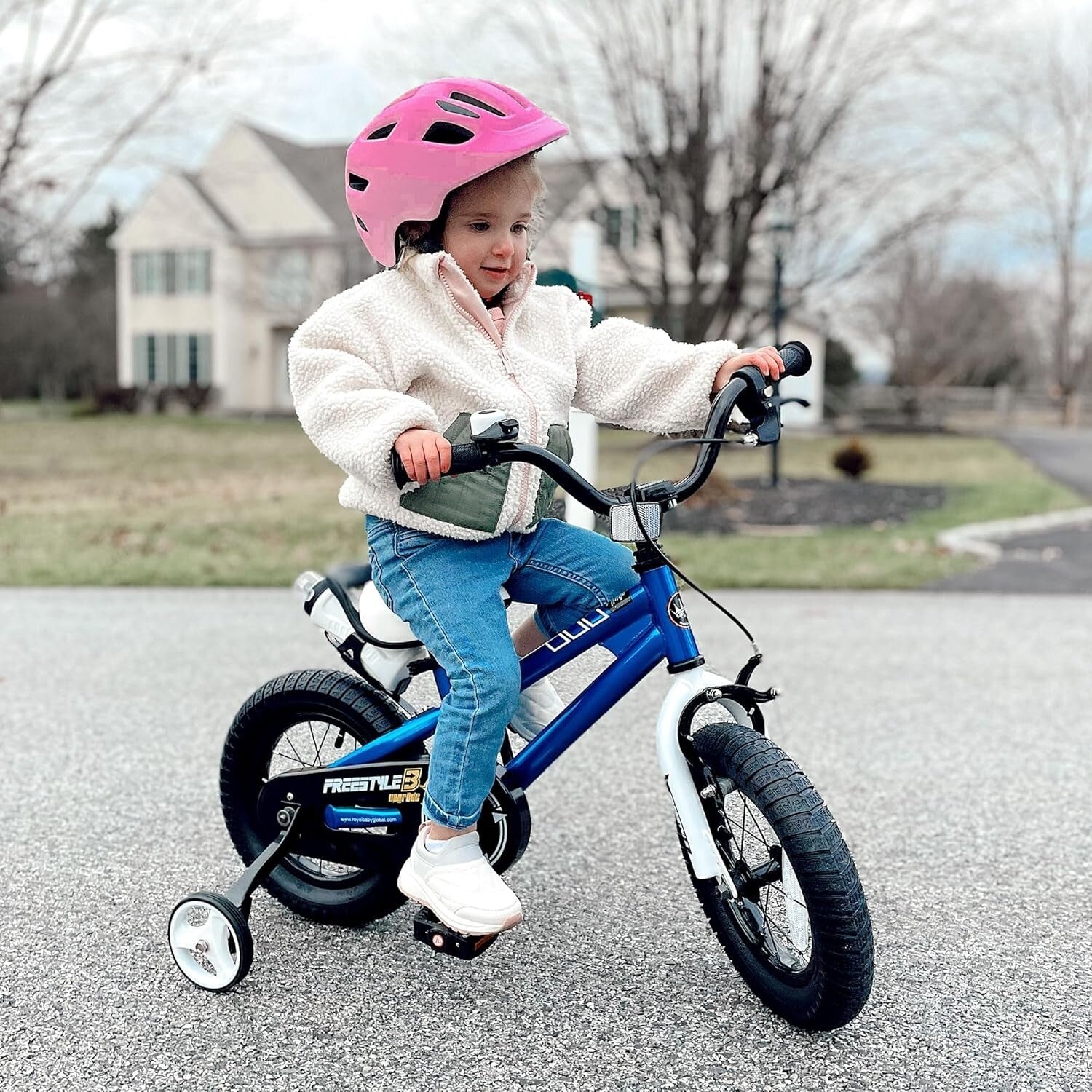Durable Kids Freestyle Bicycle with Training Wheels & Water Bottle - 12 Inch