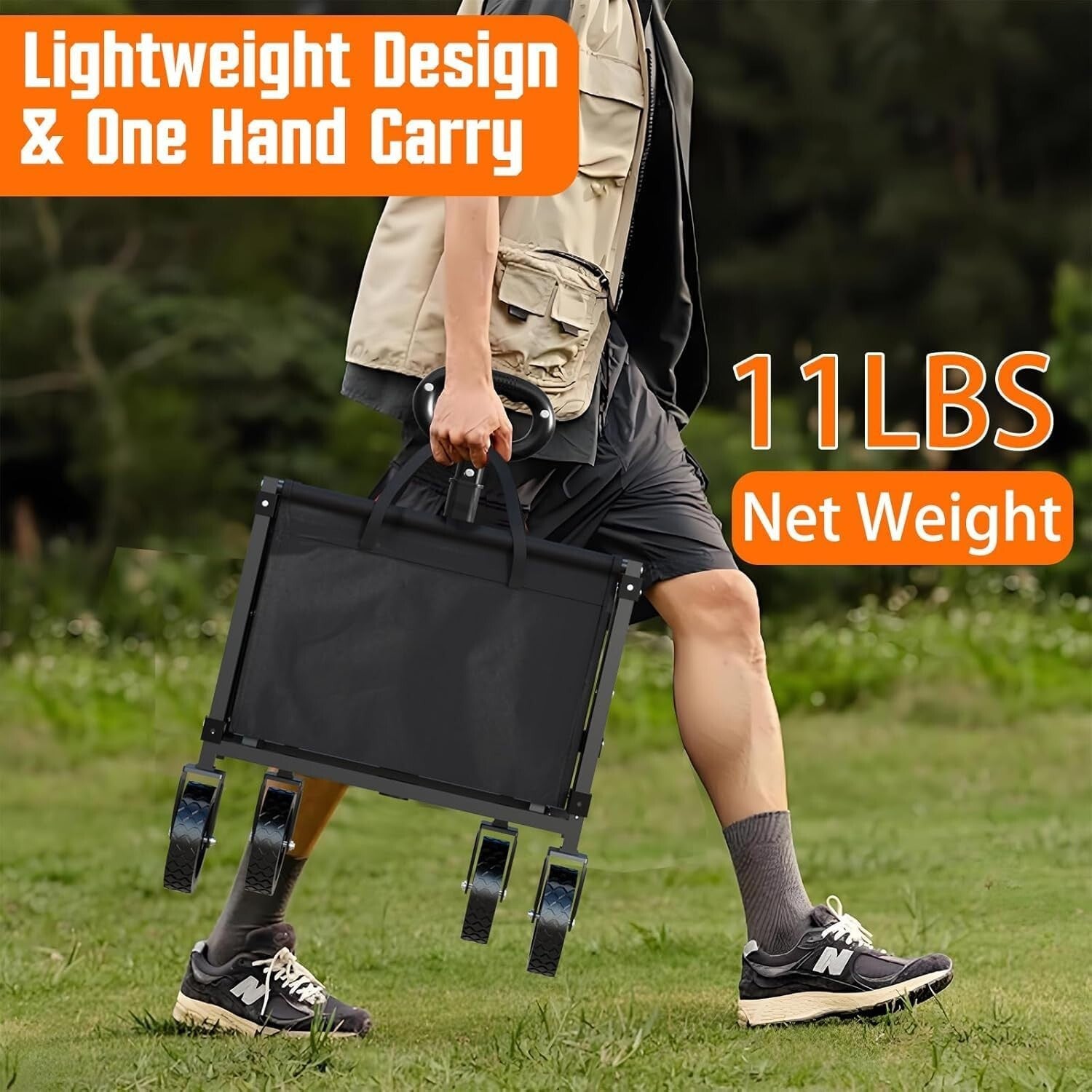 Lightweight Portable Utility Shopping Cart with Anti-Slip Wheels for Outdoors