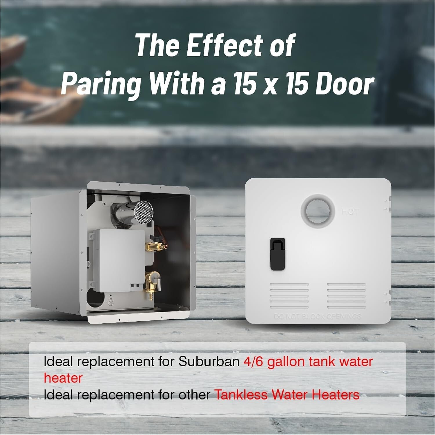 Durable Anti-Bump 15" x 15" RV Water Heater Door - Black Galvanized Steel