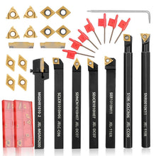 Load image into Gallery viewer, Robust 21-Pc Lathe Turning Tool Set: 7 Holders, 14 Inserts - Patent Pending