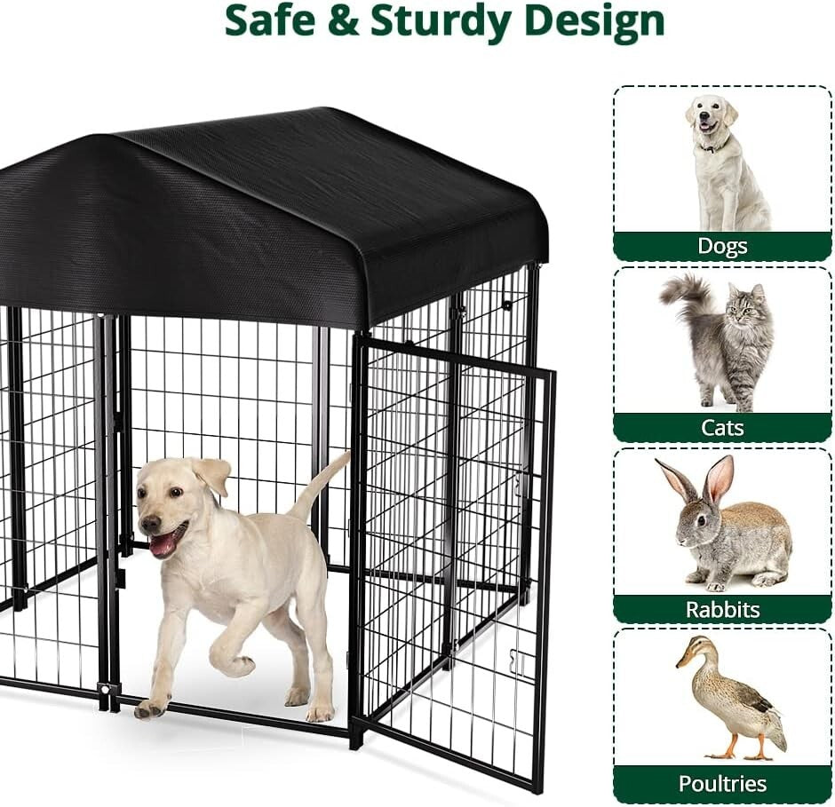 Spacious Outdoor Dog House with Waterproof Roof for Small to Medium Breeds