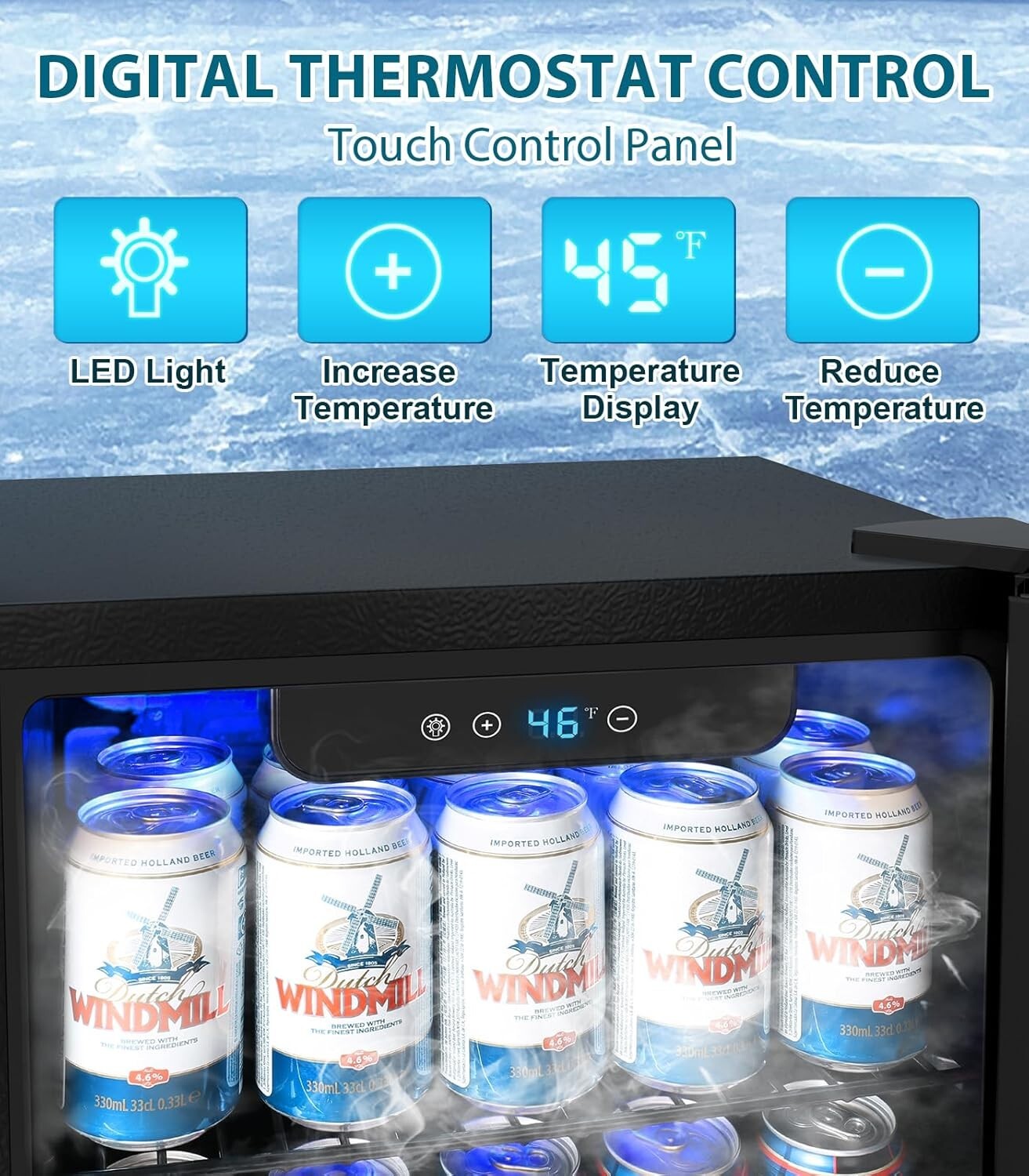 50 Can Mini Beverage Refrigerator with Digital Control - Compact Stylish Cooler