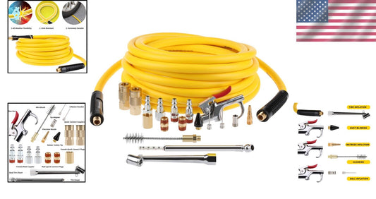 19-Piece Air Compressor Accessories Kit with 25FT Hybrid Hose & Clean-Up Tools