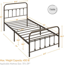 Load image into Gallery viewer, Classic Bronze Twin Bed Frame with Storage and High Headboard for Modern Living