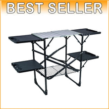 Load image into Gallery viewer, Portable Slim-Fold Cook Station with Heat-Resistant Tabletop &amp; 4 Side Tables
