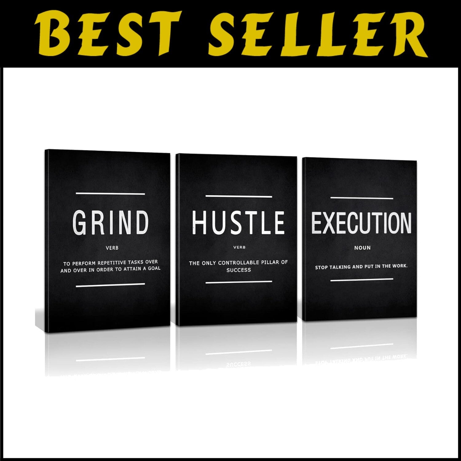 Inspirational Quotes Canvas Art - 3-Piece Motivational Wall Decor for Office