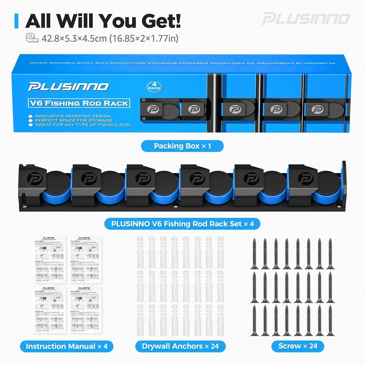 Heavy-Duty Fishing Rod Rack - V6 Holders for Garage & Stylish Organization