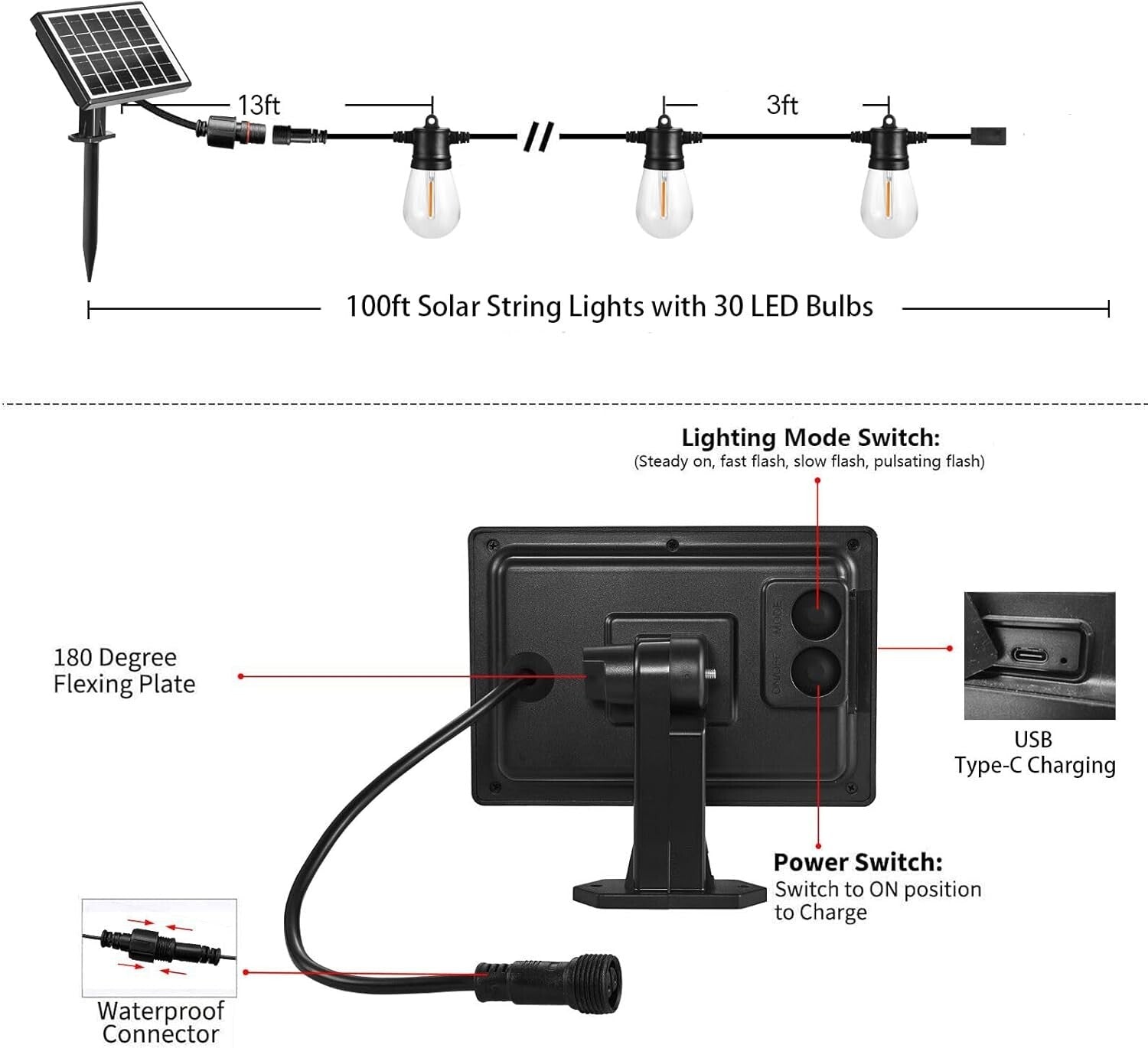 Waterproof & Shatterproof Solar LED String Lights - Perfect for All Occasions