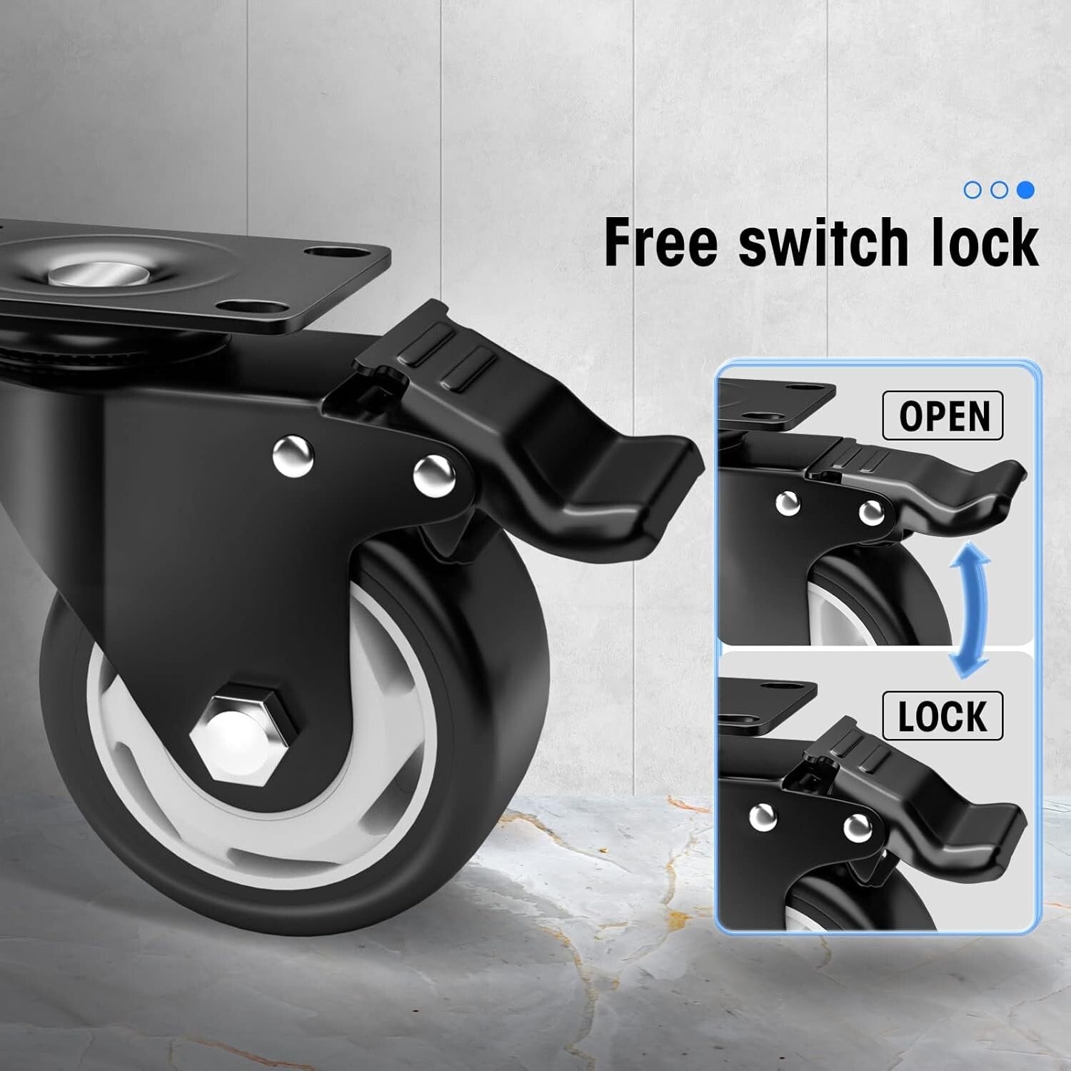 3-Inch Swivel Casters with Double Brake - Premium Set of 16 for Heavy Loads