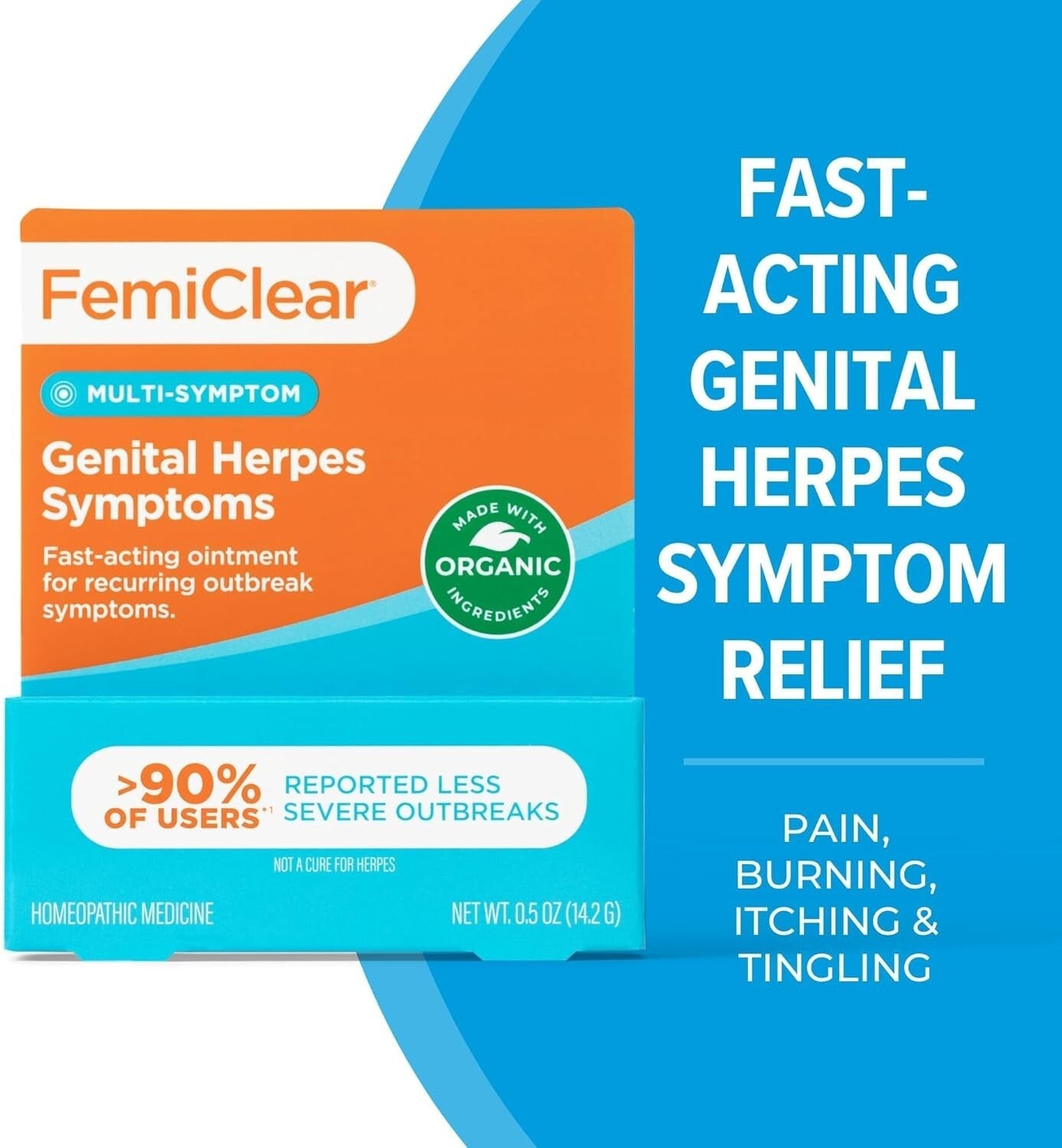 Fast-Acting Organic Ointment for Cold Sores & Herpes Symptoms - 0.5 oz Tube