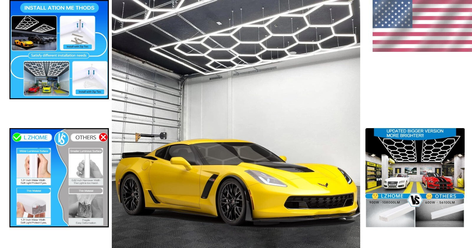 Super Bright 108000LM Hexagon Garage Light - Perfect for Basements & Workshops