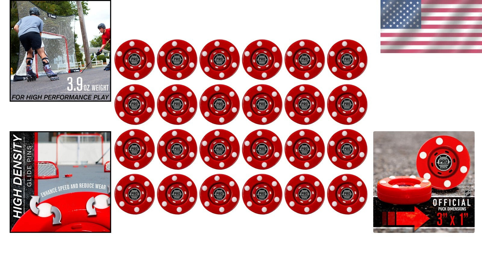 Durable 24-Pack Roller Hockey Pucks - Perfect for Street & Outdoor Games