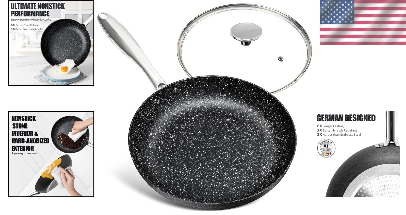 Effortless Cooking with 10-Inch Nonstick Frying Pan and Vented Lid - PFOA Free