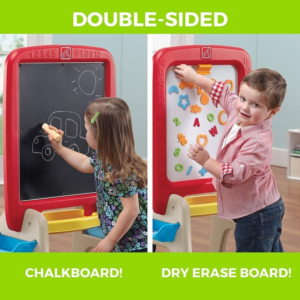 All Around Easel for Two: Durable Kids Activity Table with Chalkboard & Markers