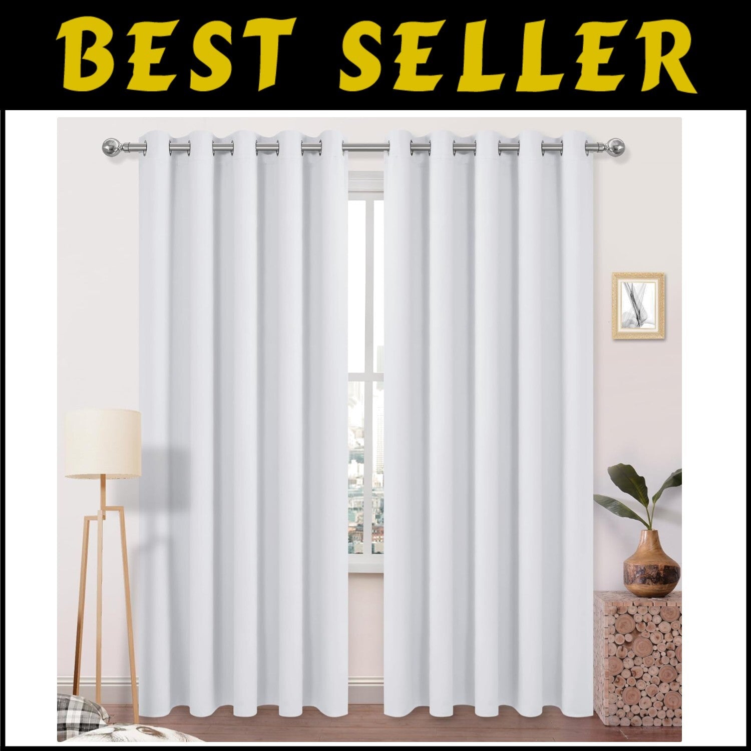 Energy-Saving Greyish White 84x60 Curtains - Perfect for Bedroom or Living Room