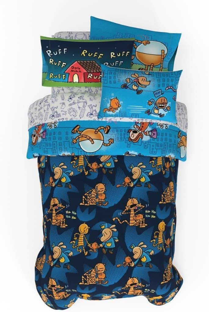 Officially Licensed Dog Man Bedding Set - 5 Piece Twin Size Microfiber Comfort