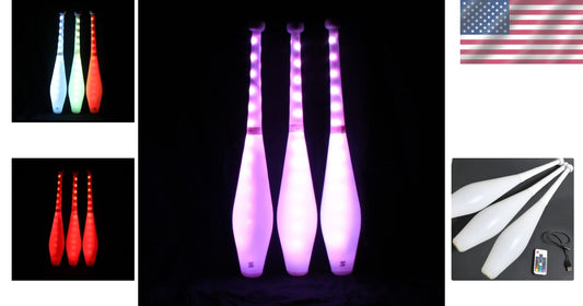 Fully Customizable LED Juggling Clubs - Remote-Controlled Color Modes Included