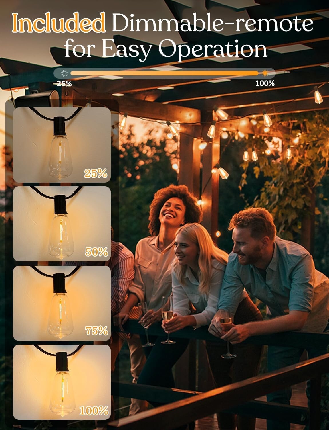 100ft Waterproof Solar Lights - Remote-Controlled and Rechargeable for Outdoors