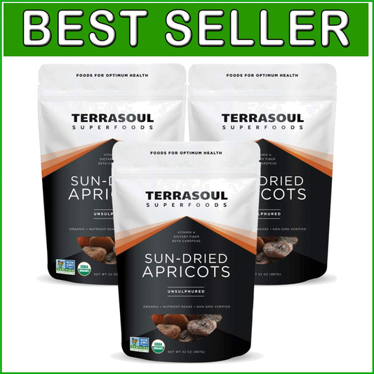 Deliciously Sweet Organic Sun-Dried Apricots 6 Lbs 3 Pack - Fiber-Rich Snack