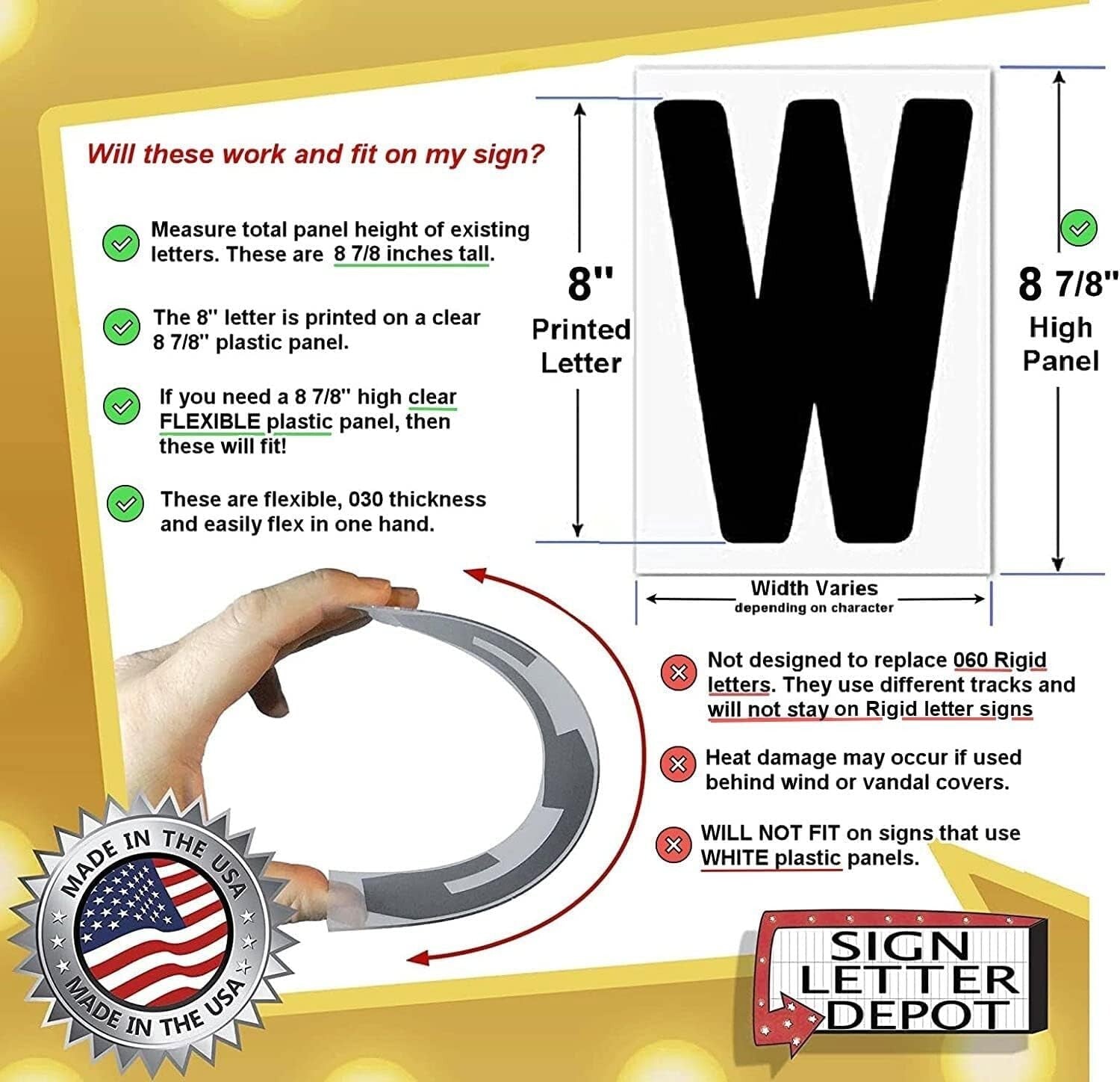 Assorted 8-Inch Flexible Letters & Numbers for Outdoor Road Signs - 300 Pieces