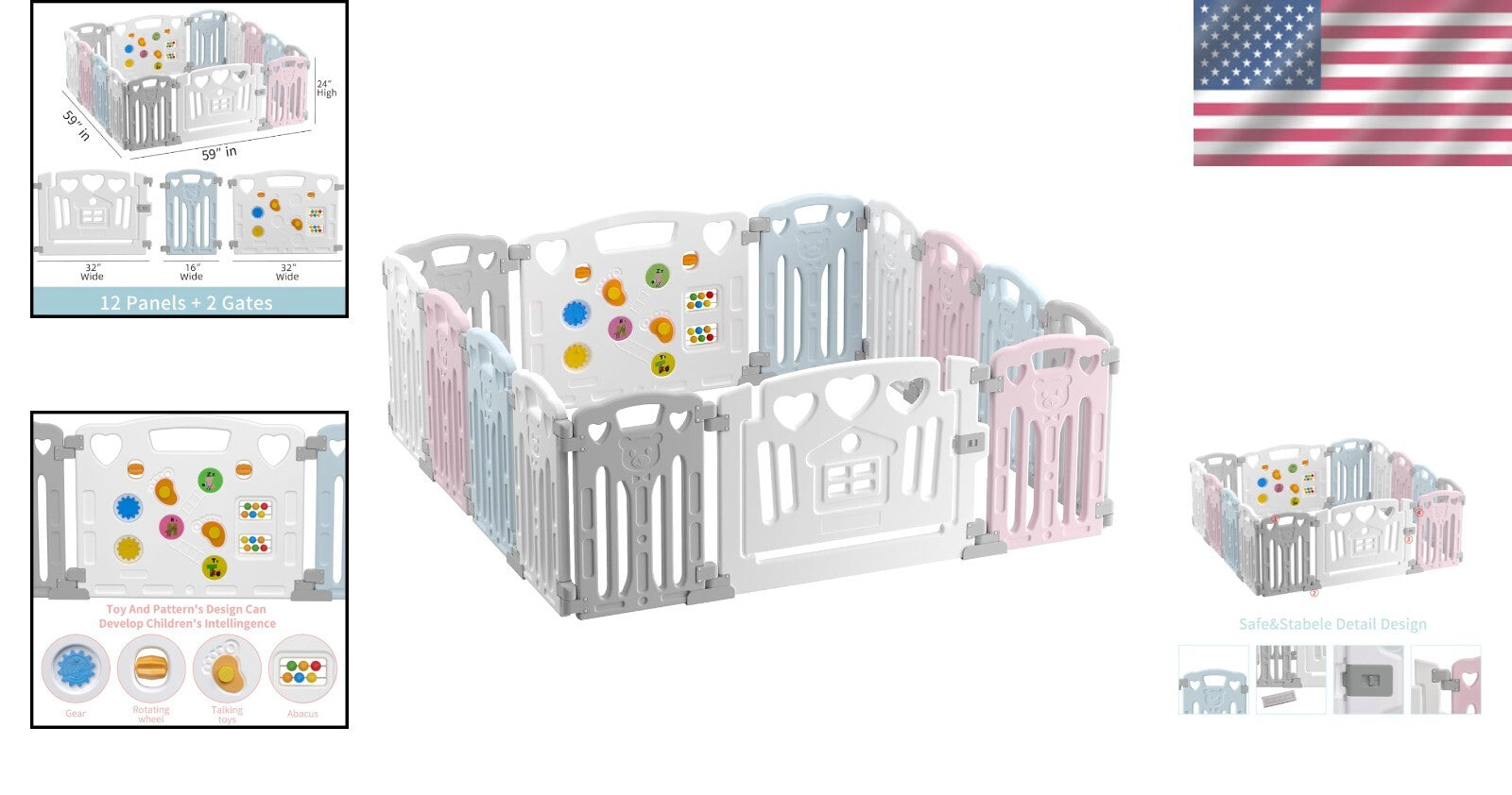 Spacious Multicolour Baby Playpen - Safe 14-Panel Activity Centre for Toddlers