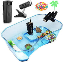 Load image into Gallery viewer, Pet Turtle Aquarium with 5-Gallon Capacity, Basking Area, and Decorative Plants